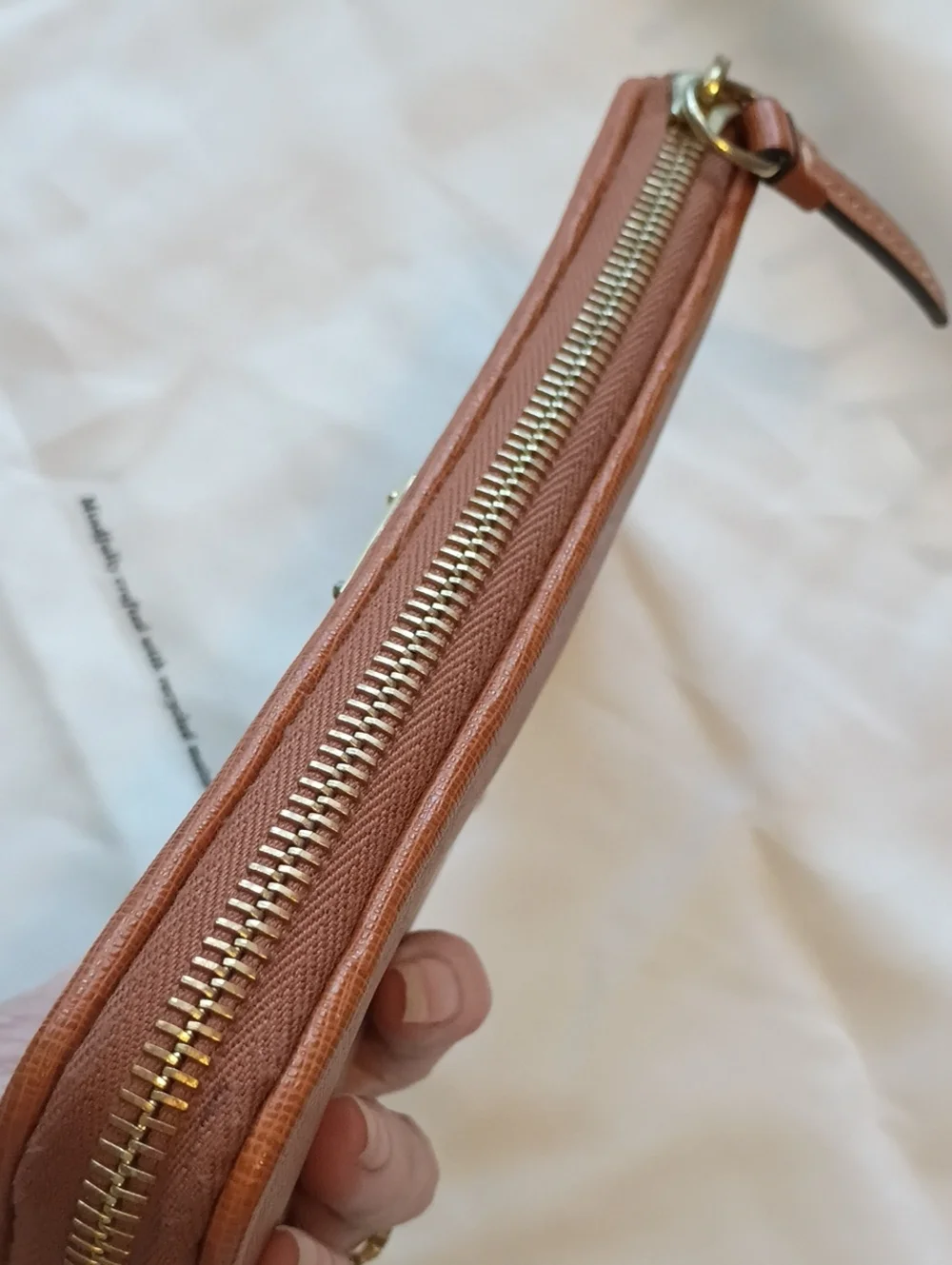 Dooney & Bourke Tan Zip Wallet Saffiano leather Natural Tan